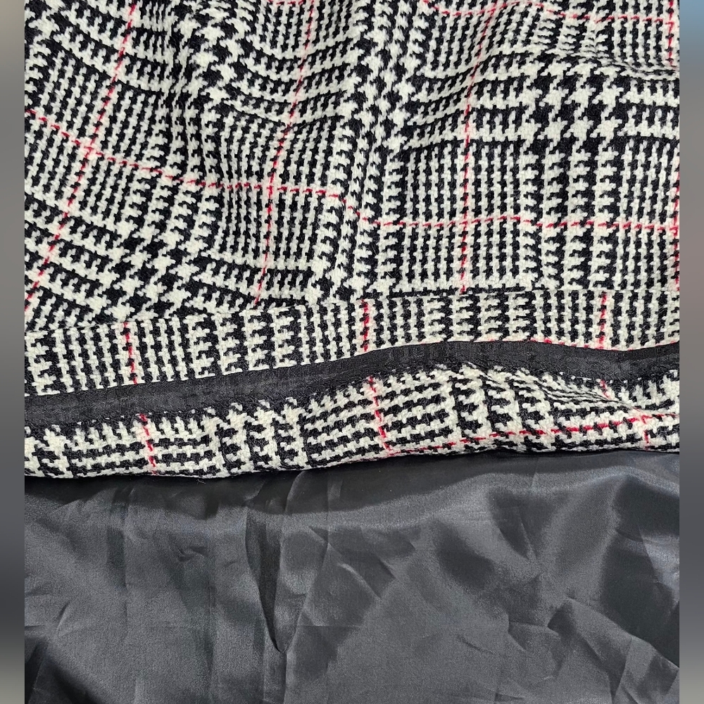 Talbots Petites Wool Pencil Skirt 12P Black White Red Plaid Houndstooth Career - Picture 8 of 11